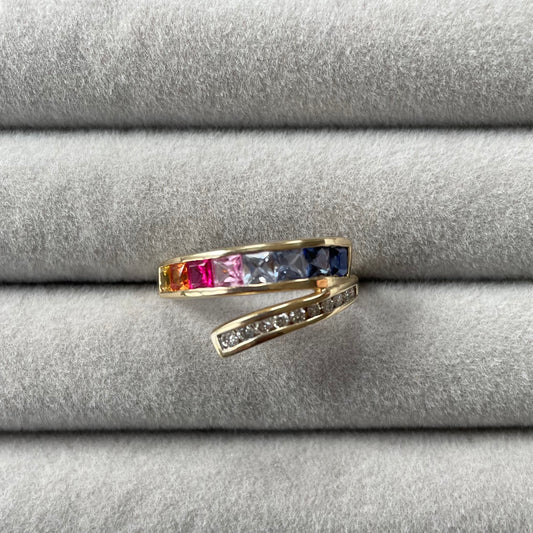 10K Sapphire and Diamond Bypass Ring