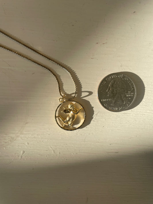 14K Yellow Gold Cupid Angel Charm