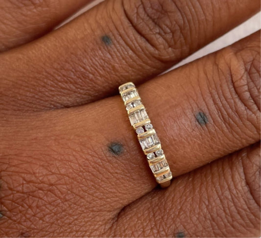 Gold Baguette and Round Ring