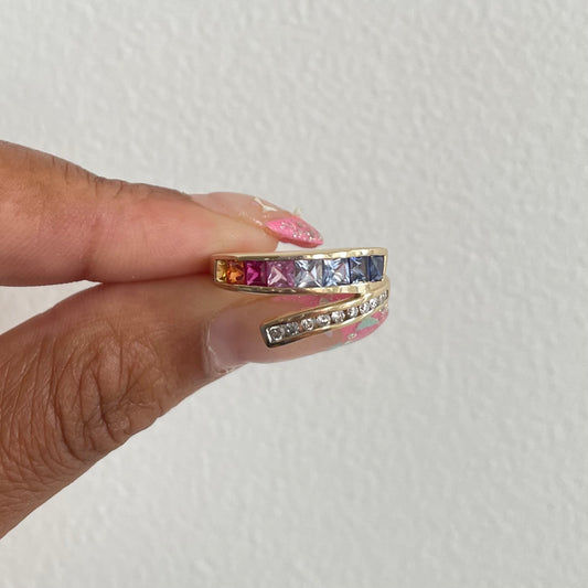 10K Sapphire and Diamond Bypass Ring