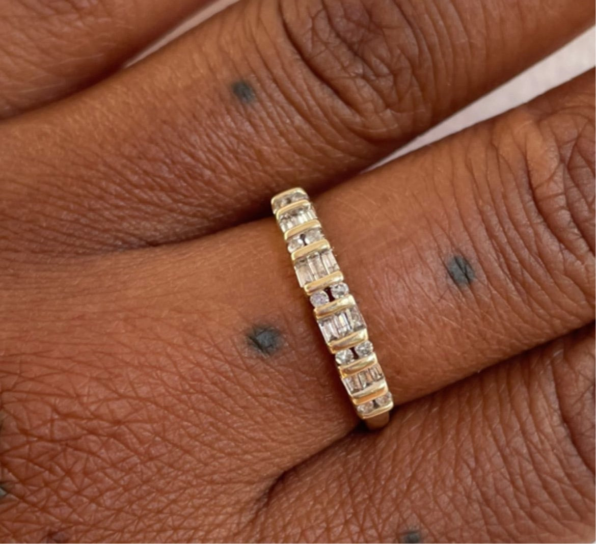 Gold Baguette and Round Ring